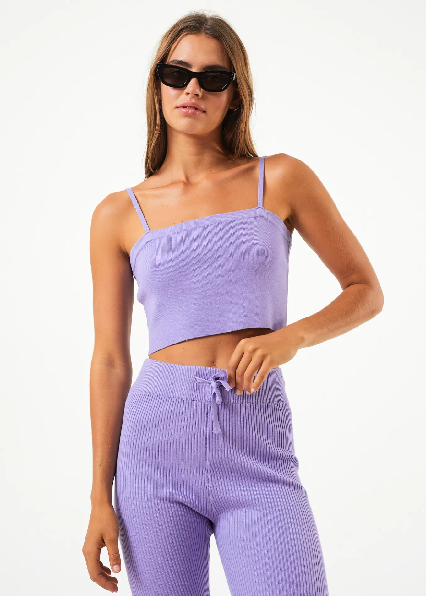AFENDS Womens Lula - Knit Cropped Top - Plum