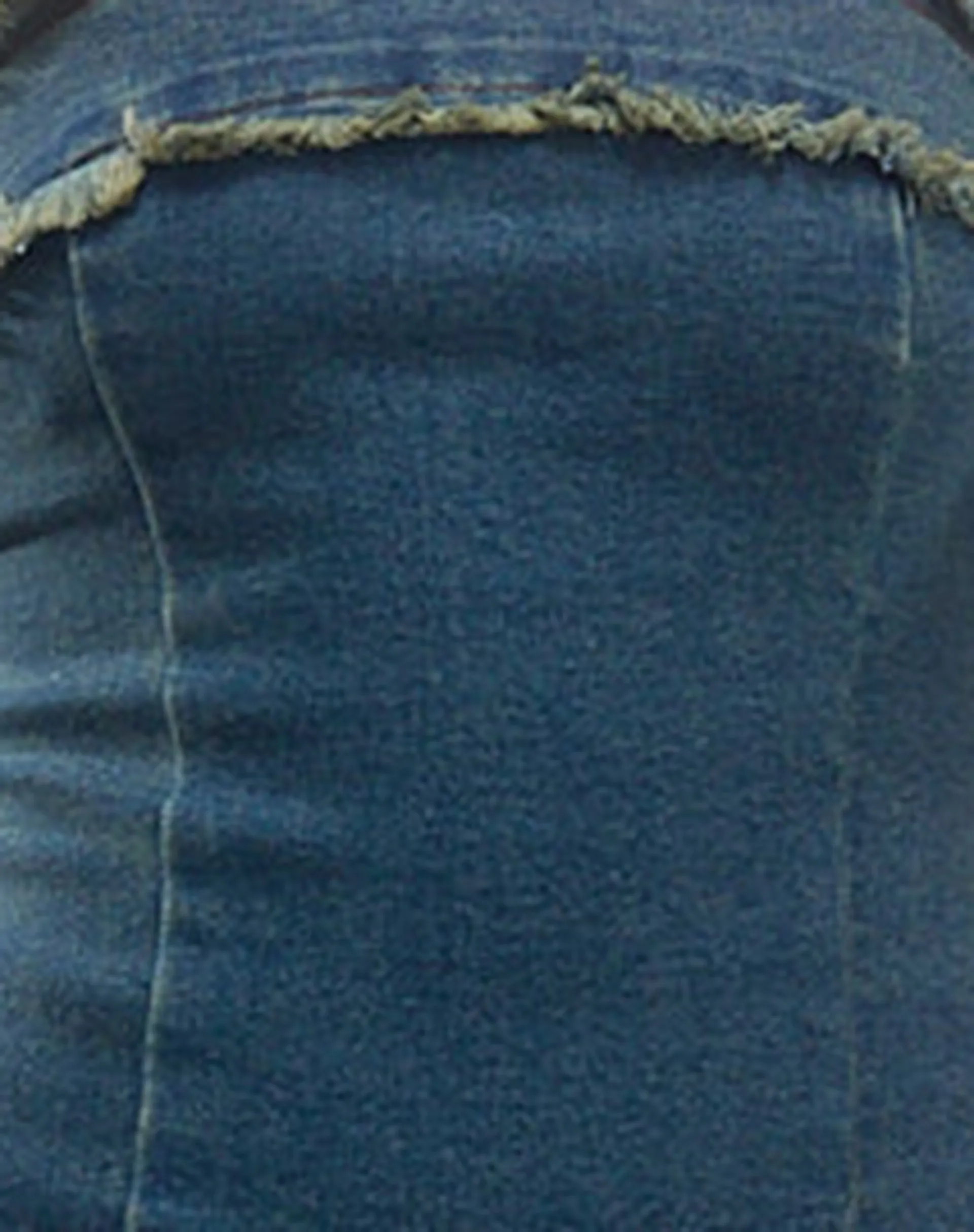 Atun Denim Bandeau Maxi Dress in Brown Blue Acid Wash