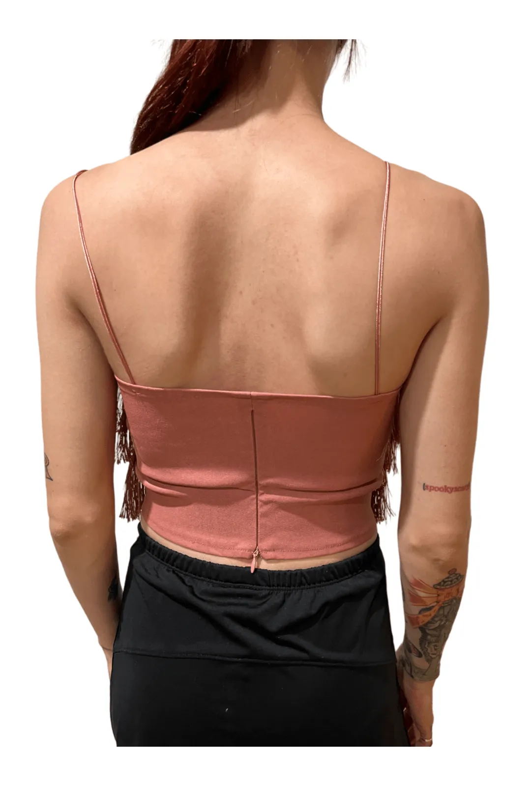 Blush Pink Layered Fringe Bralette