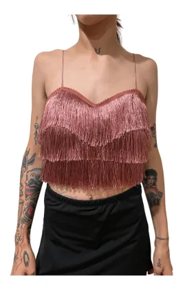 Blush Pink Layered Fringe Bralette