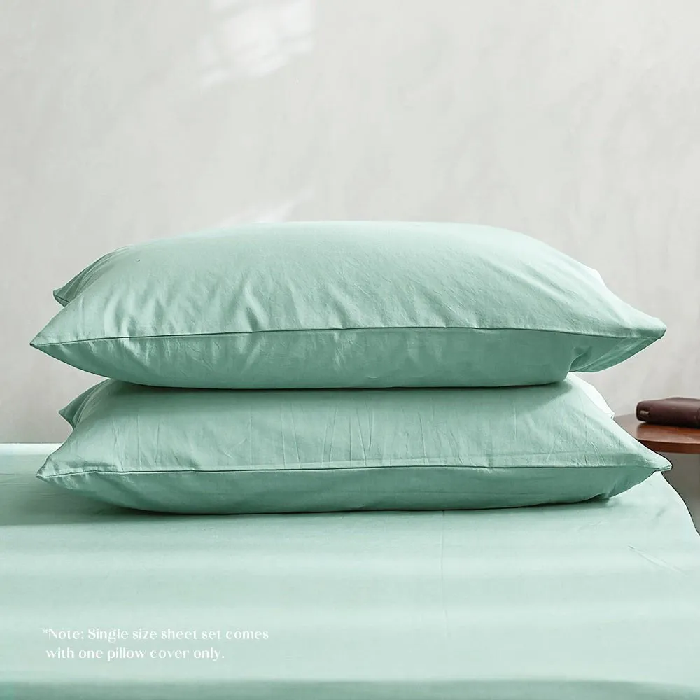 Deluxe Duvet Cover Quilt Set Flat Cover Pillow Case Essential Green Double