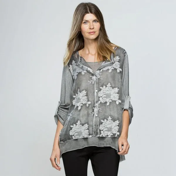 Embroidered Layered Top