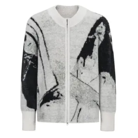 Embroidery Men's Cardigan Sweaters Vintage Round Neck Gradient Color Zipper Male Knitting Jackets Spring New Stylish 9C4262