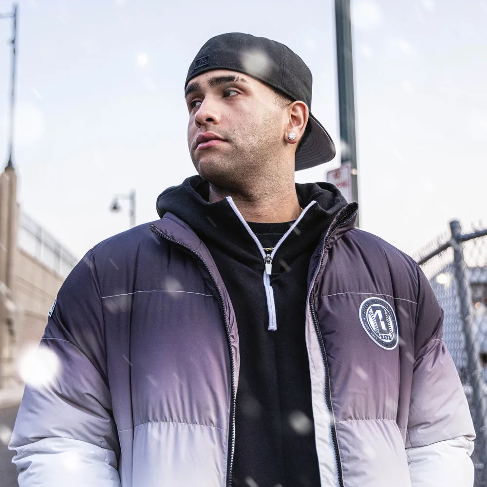 Gradient Full Zip Puffer Jacket - Black/White