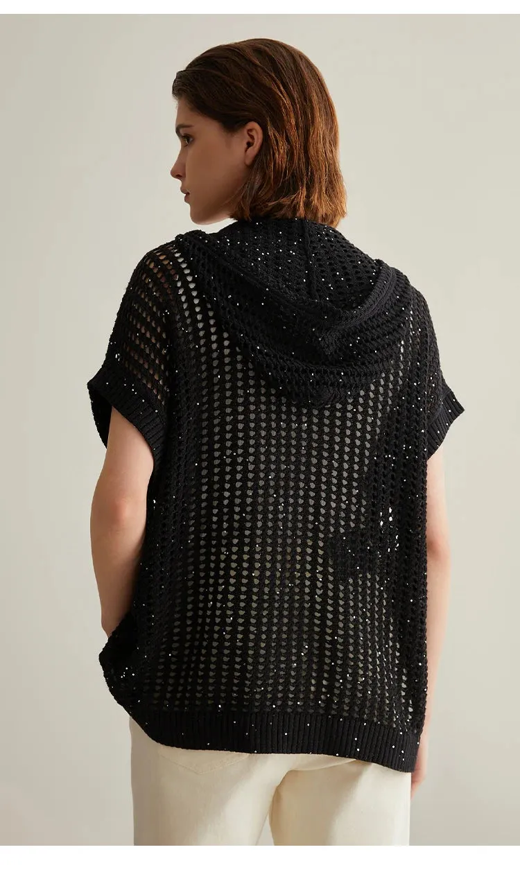 Hollowing Out Linen Cardigan