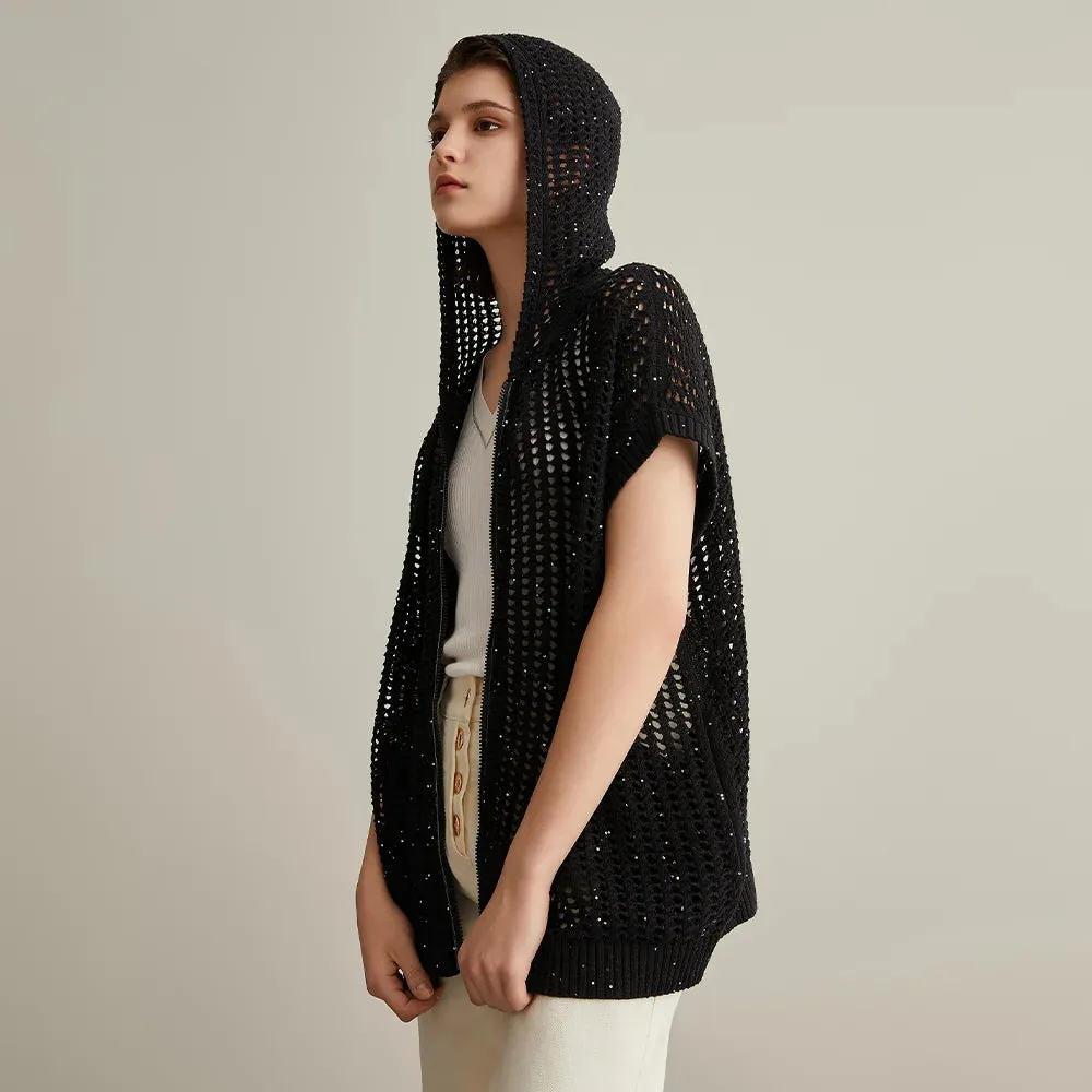 Hollowing Out Linen Cardigan