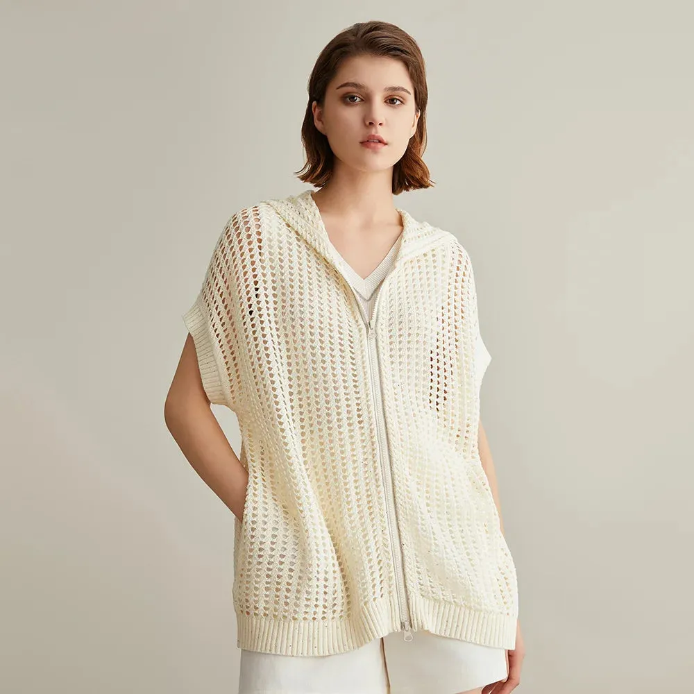 Hollowing Out Linen Cardigan
