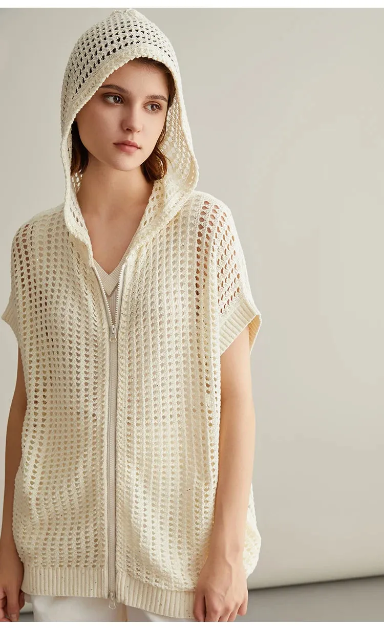 Hollowing Out Linen Cardigan