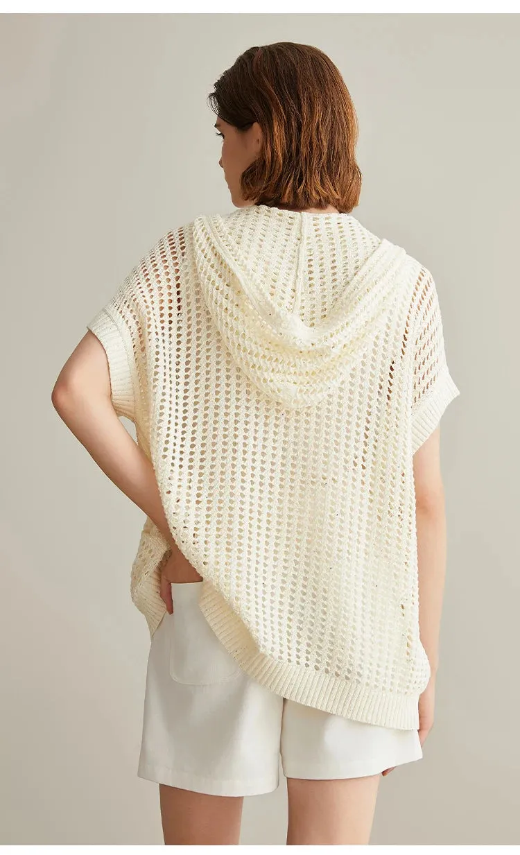 Hollowing Out Linen Cardigan