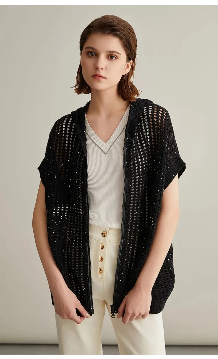 Hollowing Out Linen Cardigan