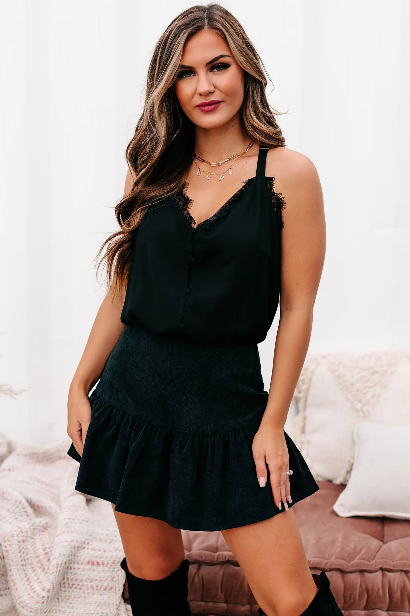 Hot Gossip Lace Trim Bodysuit (Black)