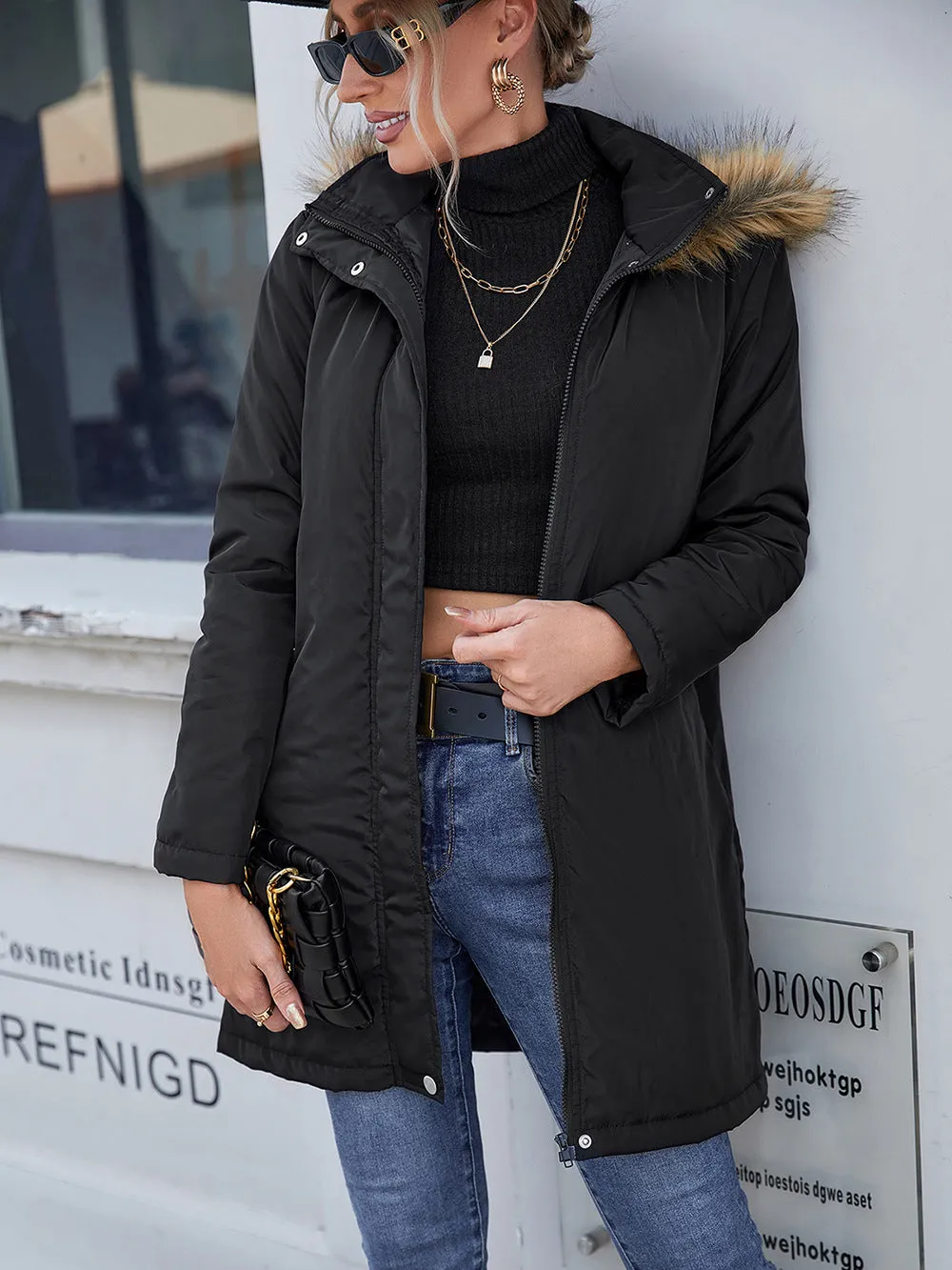 Monique Faux Fur Trim Hooded Puffer Jacket