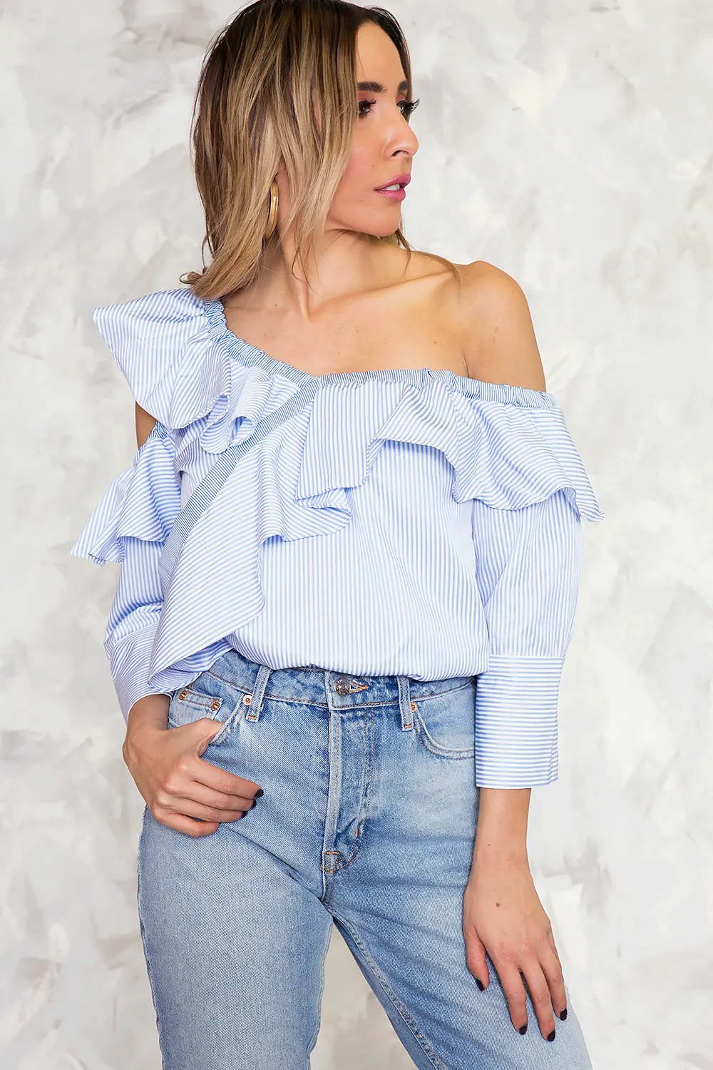 One-Shoulder Layered Ruffle Top