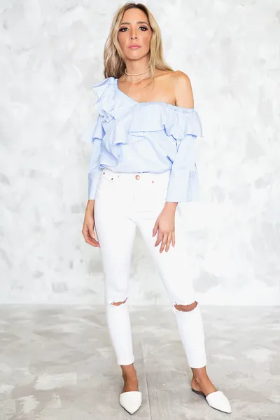 One-Shoulder Layered Ruffle Top