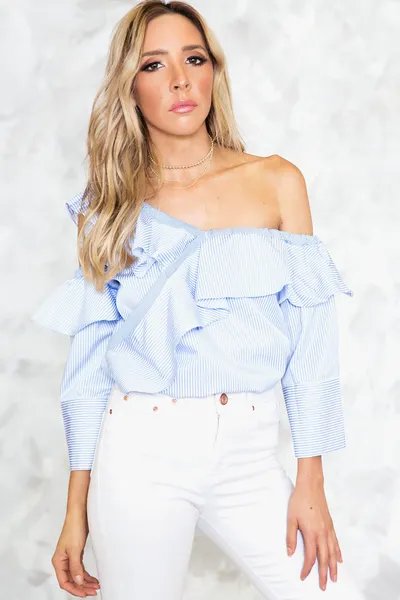 One-Shoulder Layered Ruffle Top