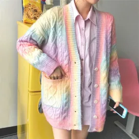 Pastellina Rainbow  Sweater Top Kawaii Academia Y2K Cottagecore Coquette Fairycore Dollette Princesscore