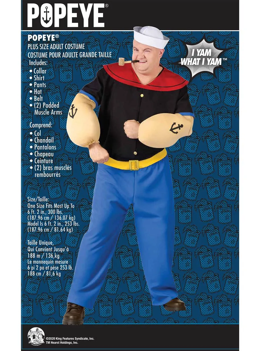 Popeye The Sailor Man Mens Plus Size Costume