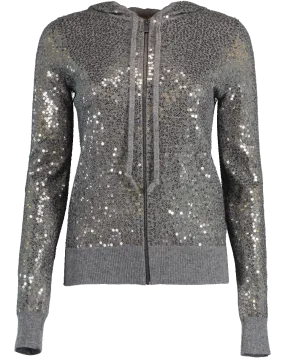 Sequin Embellished Cashmere Hoodie