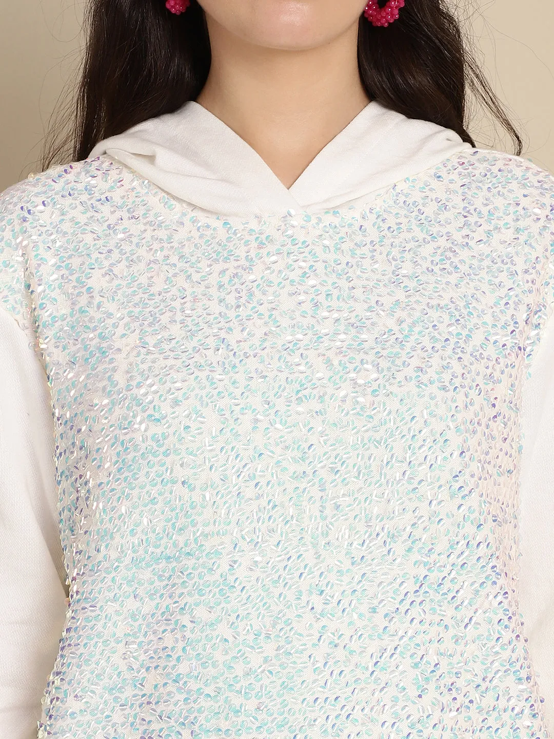 Sequinned Hoodie Sweatshirt With Jogger