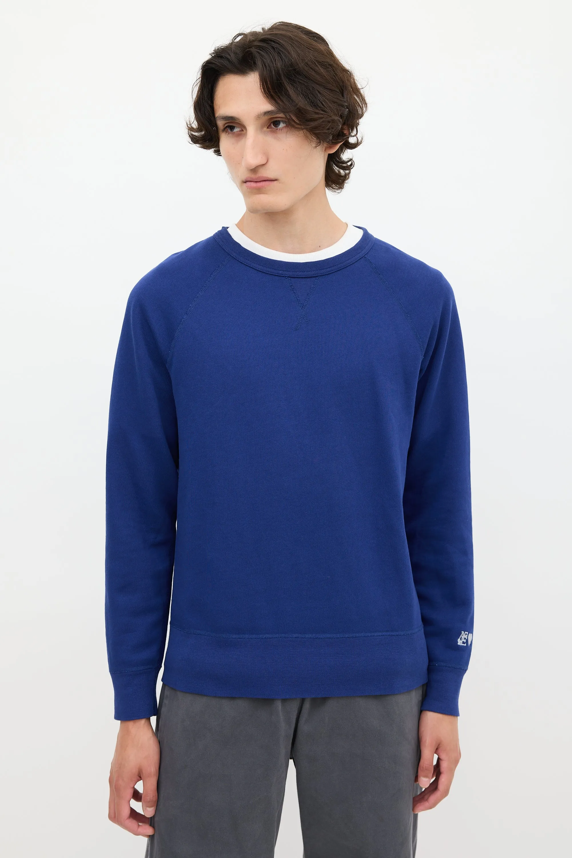 SS13 Blue College Horn Crewneck