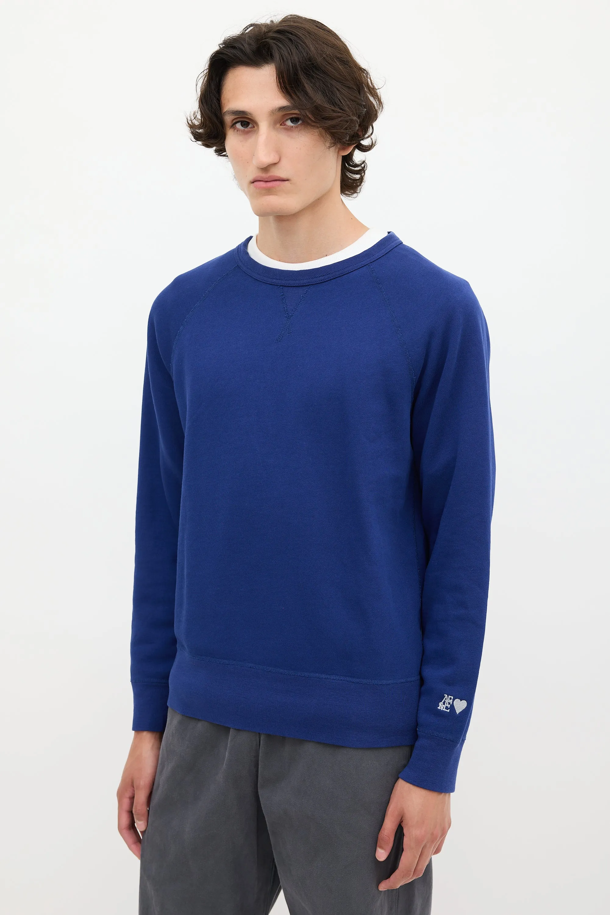 SS13 Blue College Horn Crewneck