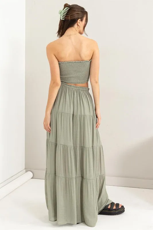 Tea Olive Tube Top And Tiered Maxi Skirt Set
