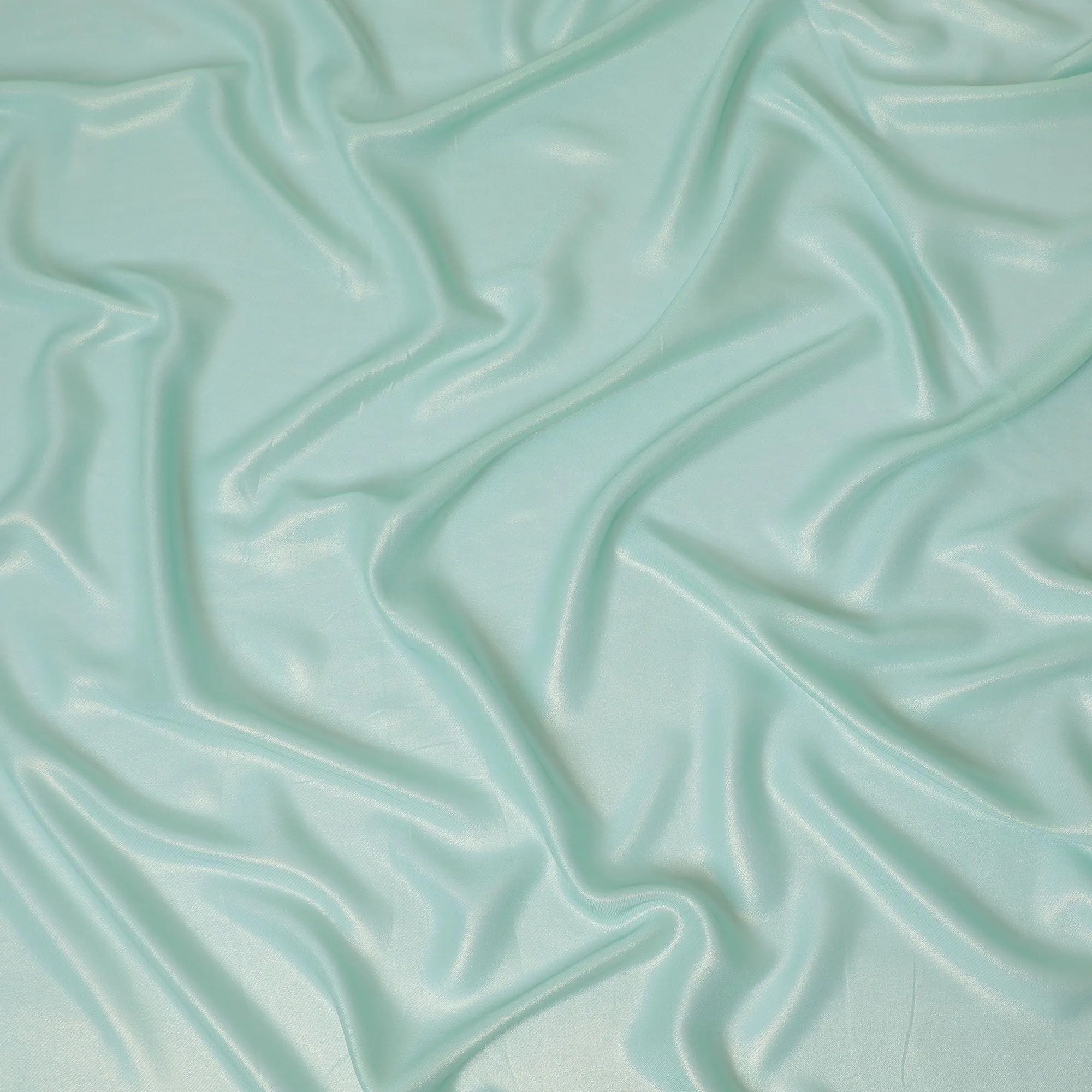 Vista blue plain silk georgette chiffon fabric with metallic finish-D13017