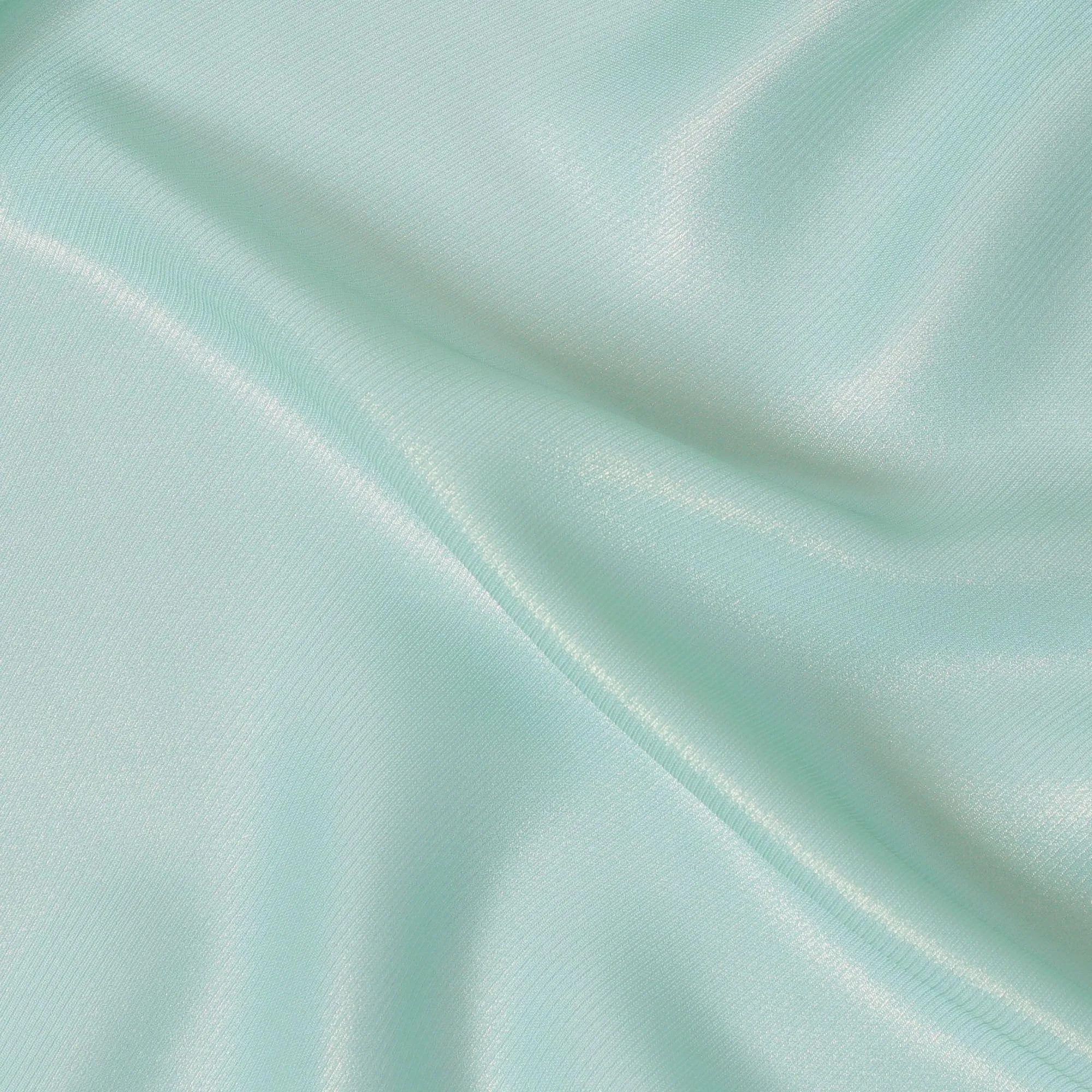 Vista blue plain silk georgette chiffon fabric with metallic finish-D13017