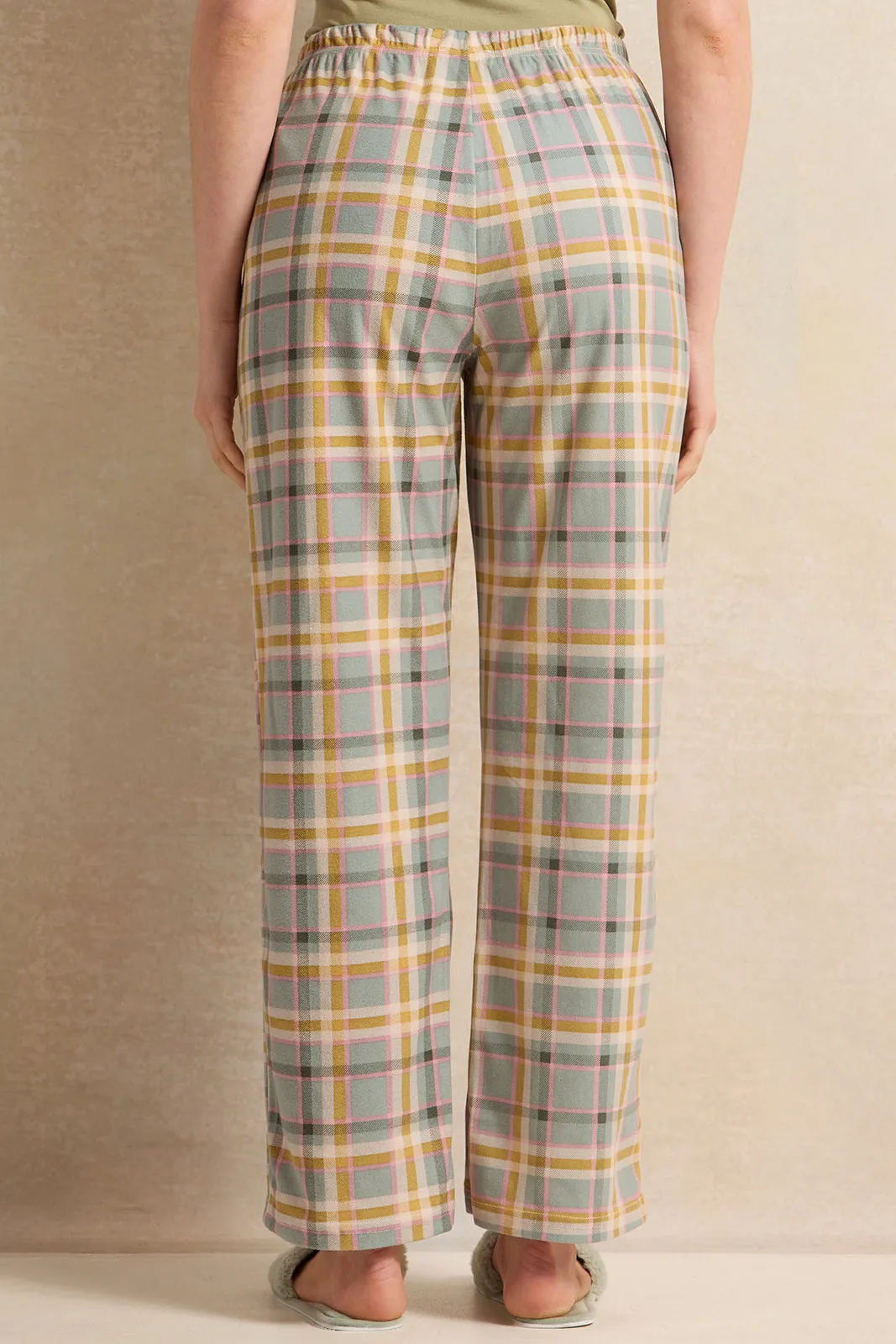 Women Beige Checkered Pyjama Bottom
