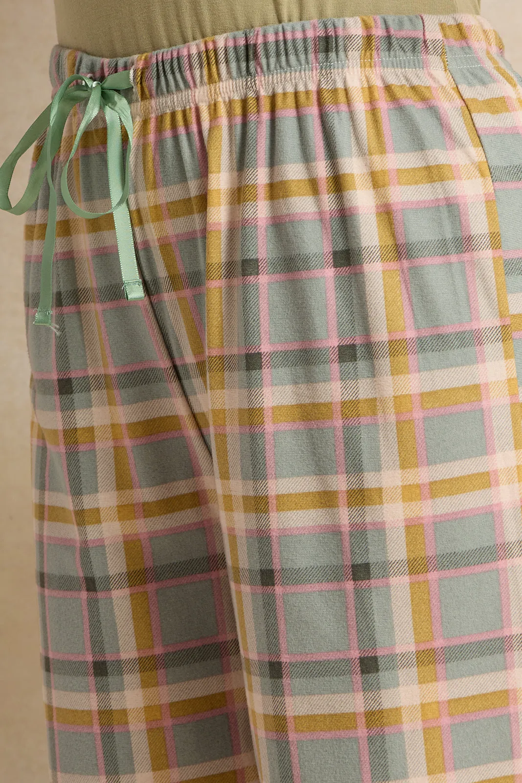 Women Beige Checkered Pyjama Bottom