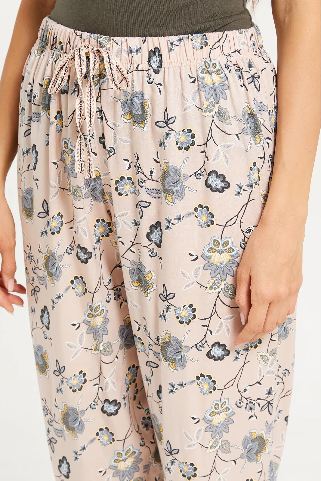 Women Beige Woven Pyjama Bottom