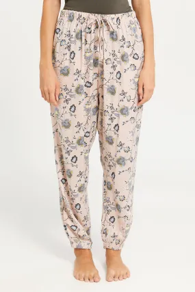 Women Beige Woven Pyjama Bottom