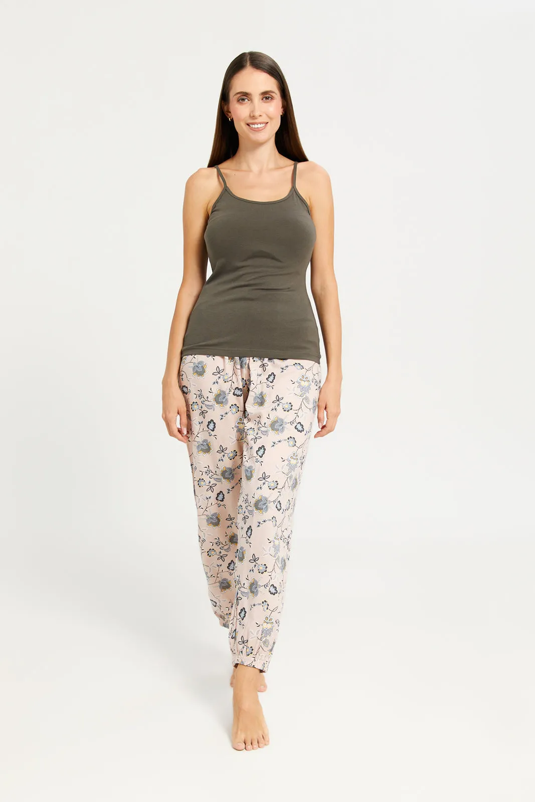 Women Beige Woven Pyjama Bottom