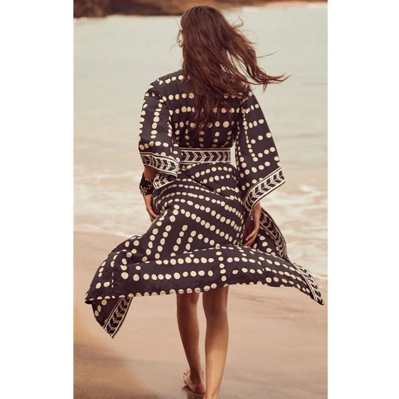 Women's Long Sleeve Loose Bikini Cover Up Beach Robe