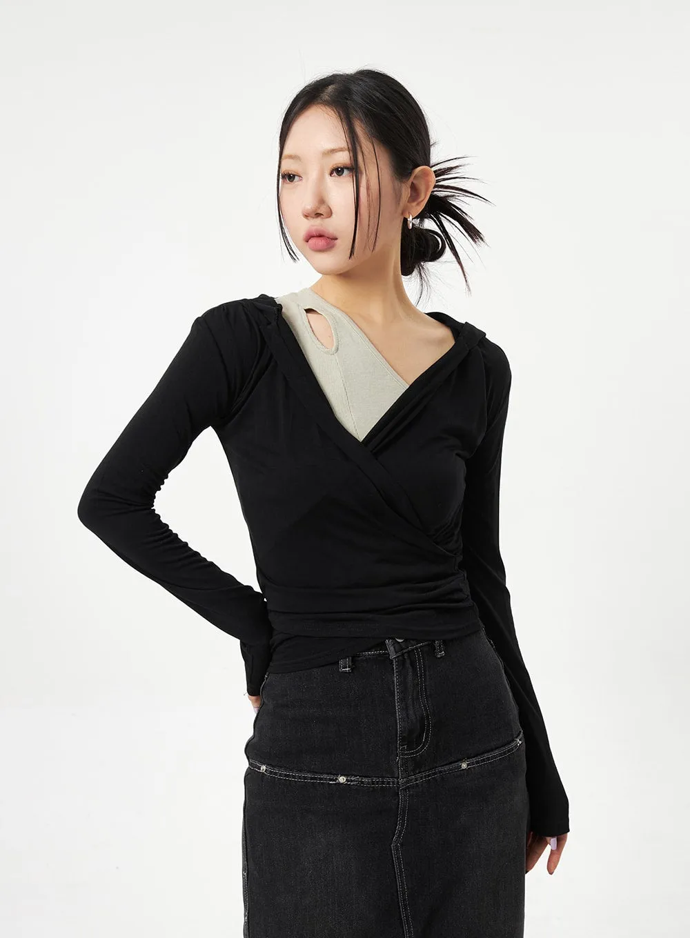 Wrapped Hoodie Top CA321